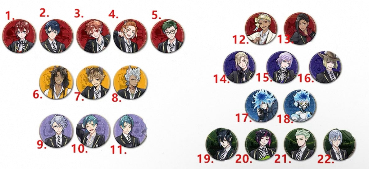 Twisted Wonderland Badges – Ichiban Kuji Series (Riddle / Leona / Azul / Jade)