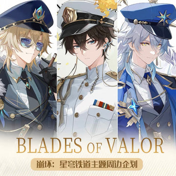 Honkai: Star Rail – Dan Heng, Sunday & Blade Fanmade Merch Set | Gold Sand-Edge Acrylic Shikishi, Ticket, Badge & Clear Card