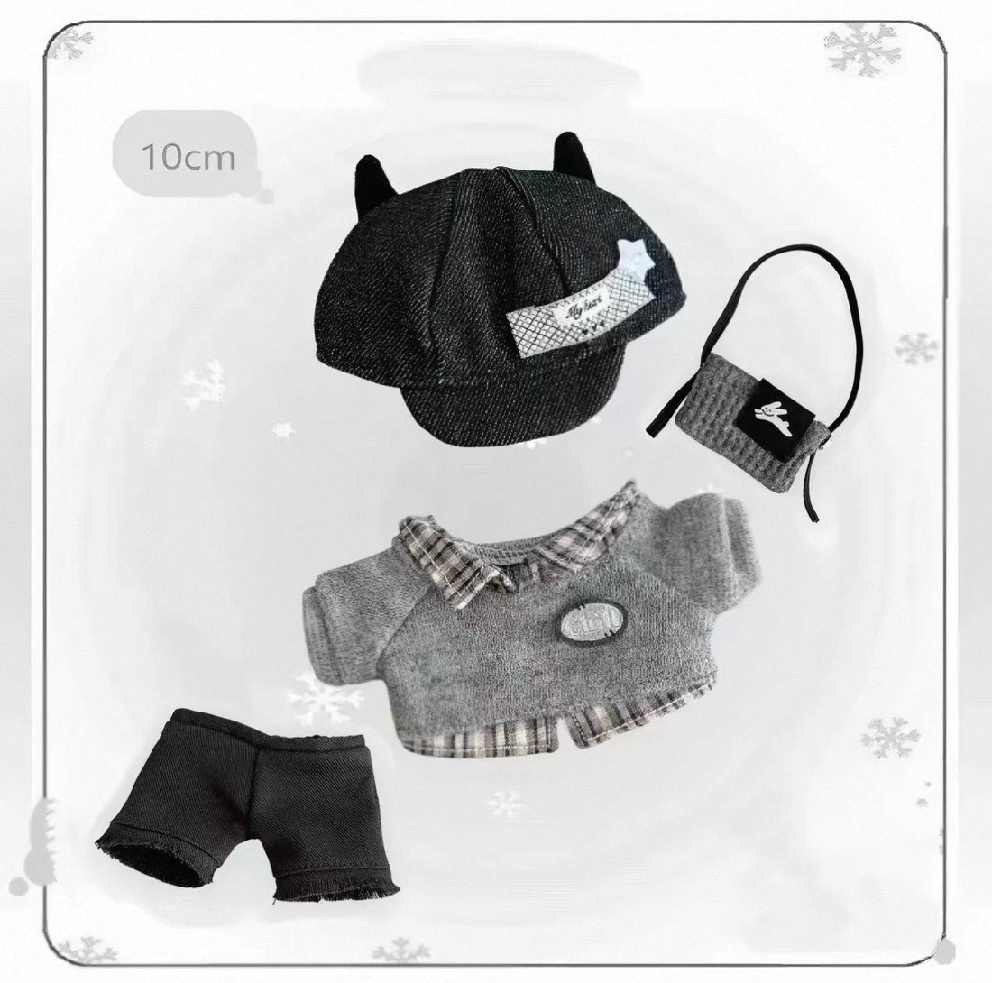 10cm Plush Cat‑Ear Hat Outfit(4-piece set)