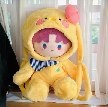 40cm Plush Graffiti‑Chick Hooded Onesie Outfit